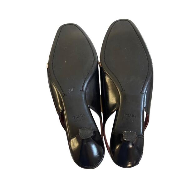 y2k vtg. Prada Tuxedo two‎ Tone Kitten Heel Strappy Pumps size 6-6 1/2 - Picture 7 of 7